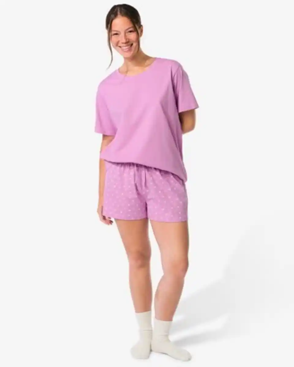 Bild 1 von Damen-Kurz-Pyjama Jersey Blumen violett