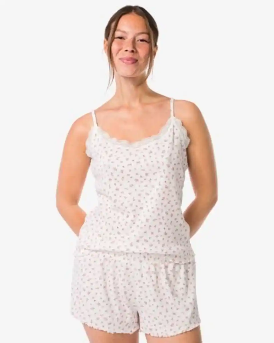 Bild 1 von Damen-Kurz-Pyjama gerippt Blumen bunt