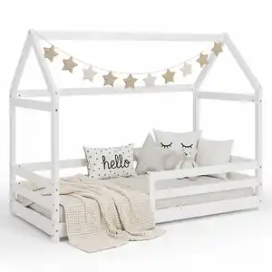 Homestyle4u Kinderbett, Weiß, Holz, 80x160 cm, Kinder- & Jugendzimmer, Kindermöbel, Kinderbetten, Hausbetten