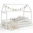 Bild 1 von Homestyle4u Kinderbett, Weiß, Holz, 80x160 cm, Kinder- & Jugendzimmer, Kindermöbel, Kinderbetten, Hausbetten