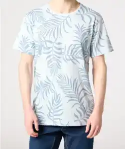 T-Shirt mit Palmenblättern, hellblau
