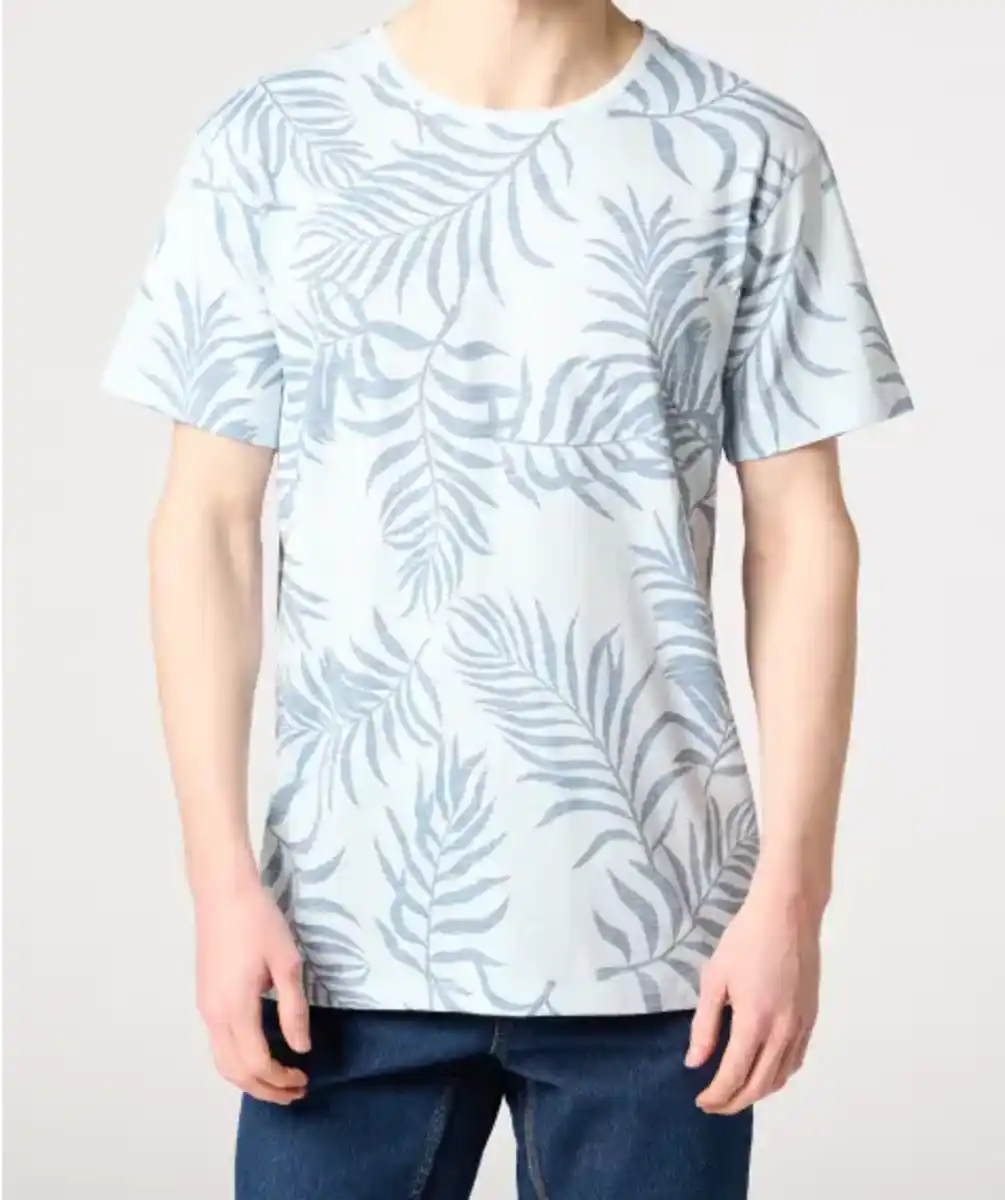 Bild 1 von T-Shirt mit Palmenblättern, hellblau