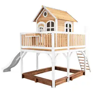 Spielturm, Braun, Weiß, Holz, Hemlocktanne, 377x291x255 cm, EN 71, CE, FSC 100%, Outdoor Spielzeug, Spieltürme