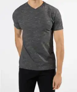 Meliertes T-Shirt, schwarz