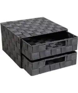 Graue Flechtkommode, grau