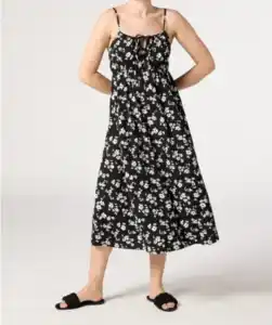 Schwarzes Kleid mit Blumen, schwarz/weiß
