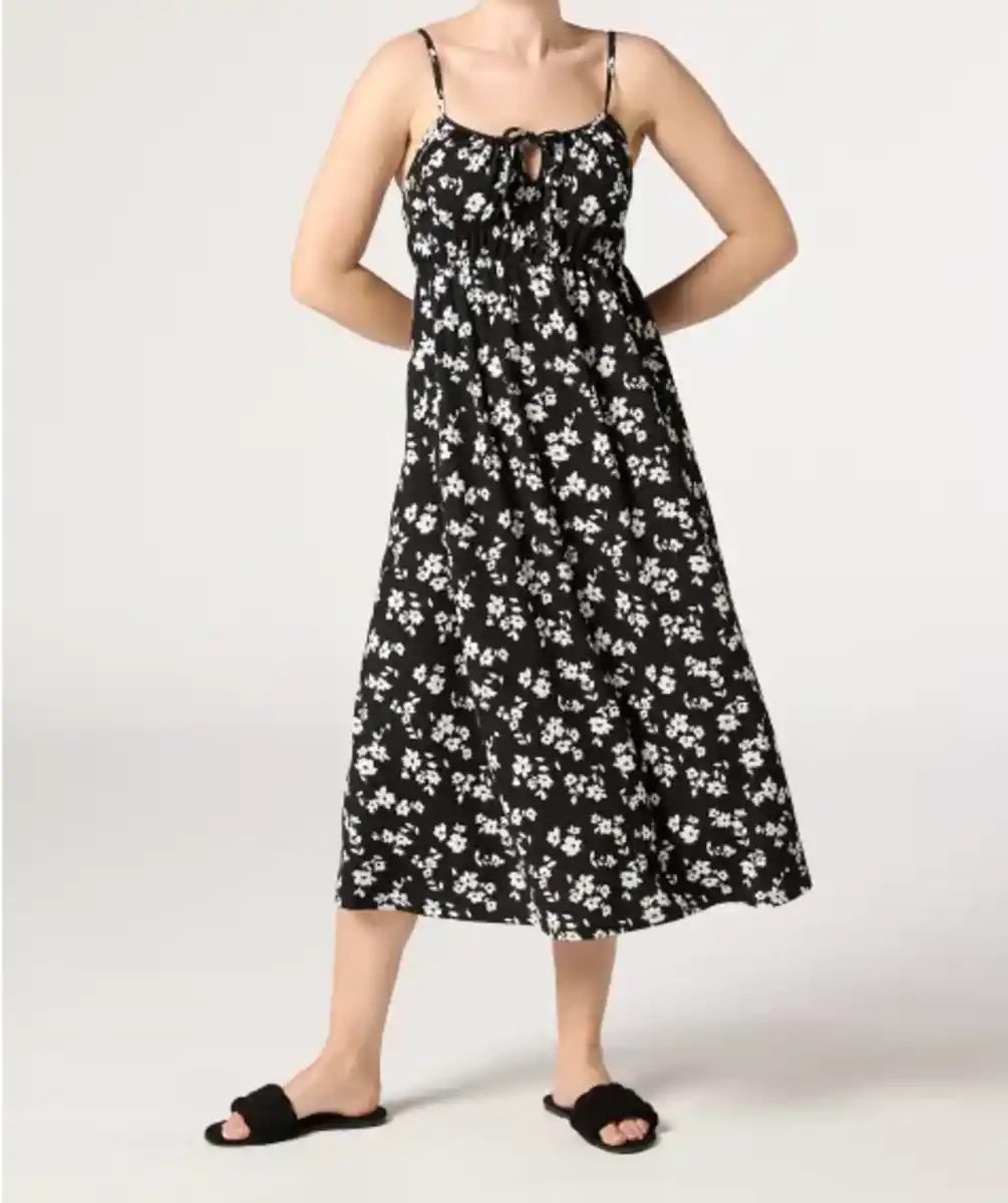 Bild 1 von Schwarzes Kleid mit Blumen, schwarz/weiß