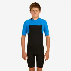 DECATHLON Neopren Shorty Surfen Kinder Jungen Neopren 1,5 mm 500 blau/schwarz