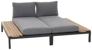 Modul-Loungegarnitur 2-tlg. Grau Teakholz, Anthrazit, Grau, Teakfarben