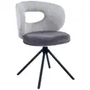 Bild 1 von Novel Stuhl, Grau, Schwarz, Metall, Textil, Drehkreuz, 58x80x60 cm, Stoffauswahl, Sitzfläche 360° drehbar, Esszimmer, Stühle, Esszimmerstühle