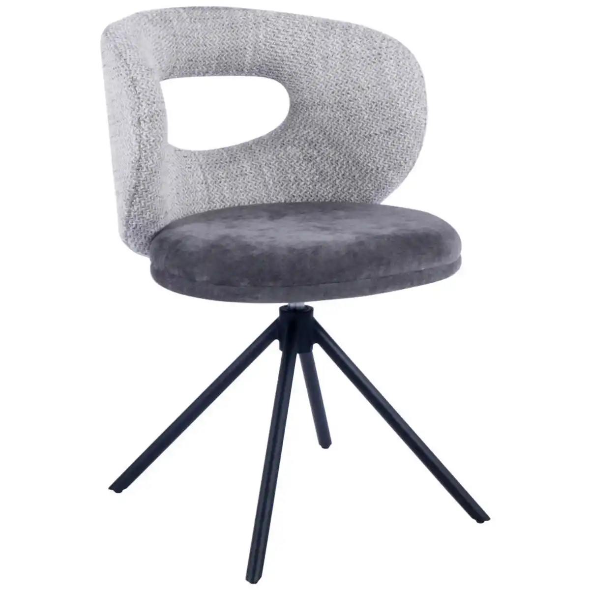 Bild 1 von Novel Stuhl, Grau, Schwarz, Metall, Textil, Drehkreuz, 58x80x60 cm, Stoffauswahl, Sitzfläche 360° drehbar, Esszimmer, Stühle, Esszimmerstühle