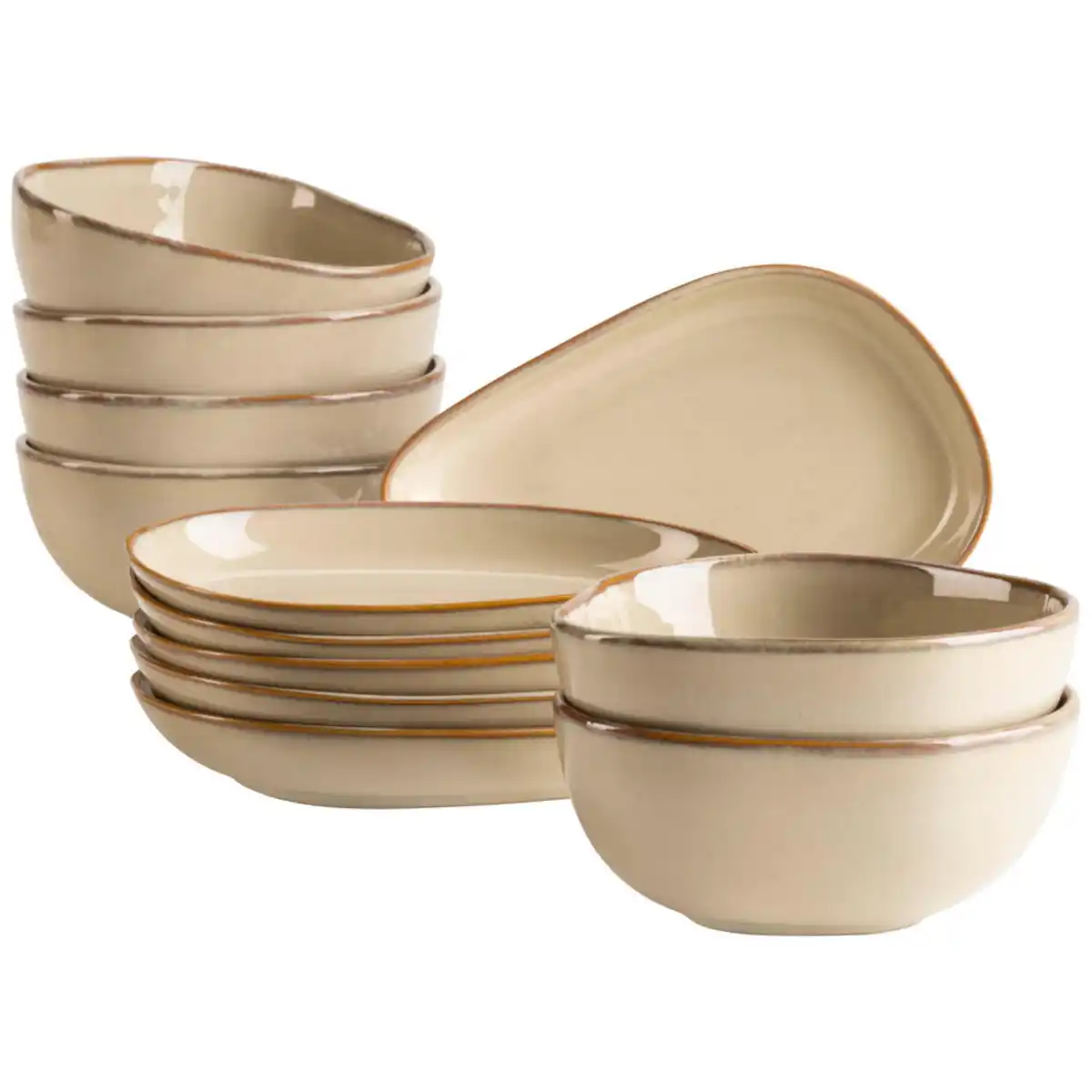 Bild 1 von Mäser Snackschalenset Cordelia, Sand, Keramik, 12-teilig, organisch, lebensmittelecht, Essen & Trinken, Geschirr, Schalen & Schüsseln, Snackschalen