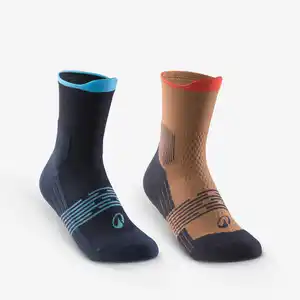 QUECHUA Wandersocken Kinder Gr.27–38 halbhoch Doppelpack - Hike 500 braun