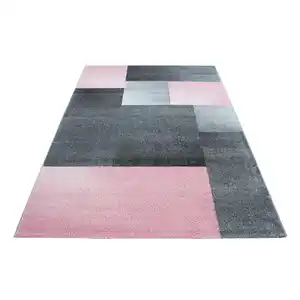 Webteppich Lucca Pink/Grau ca. 120x170cm, Pink