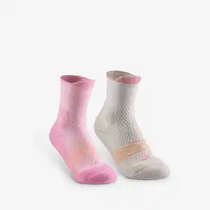 QUECHUA Wandersocken Kinder Gr. 27–38 halbhoch - Hike 500 2 Paar rosa