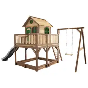 Spielturm, Braun, Grau, Grün, Holz, Kunststoff, 541x291x277 cm, EN 71, CE, FSC 100%, Outdoor Spielzeug, Spieltürme
