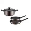 Bild 1 von Mäser Pfannenset Stellara, Bronze, Metall, 4-teilig, 5 L, rund, Grüner Punkt, antihaftbeschichtet, Kochen, Pfannen, Pfannensets