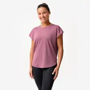 DOMYOS T-Shirt Damen weit atmungsaktiv - hellviolett