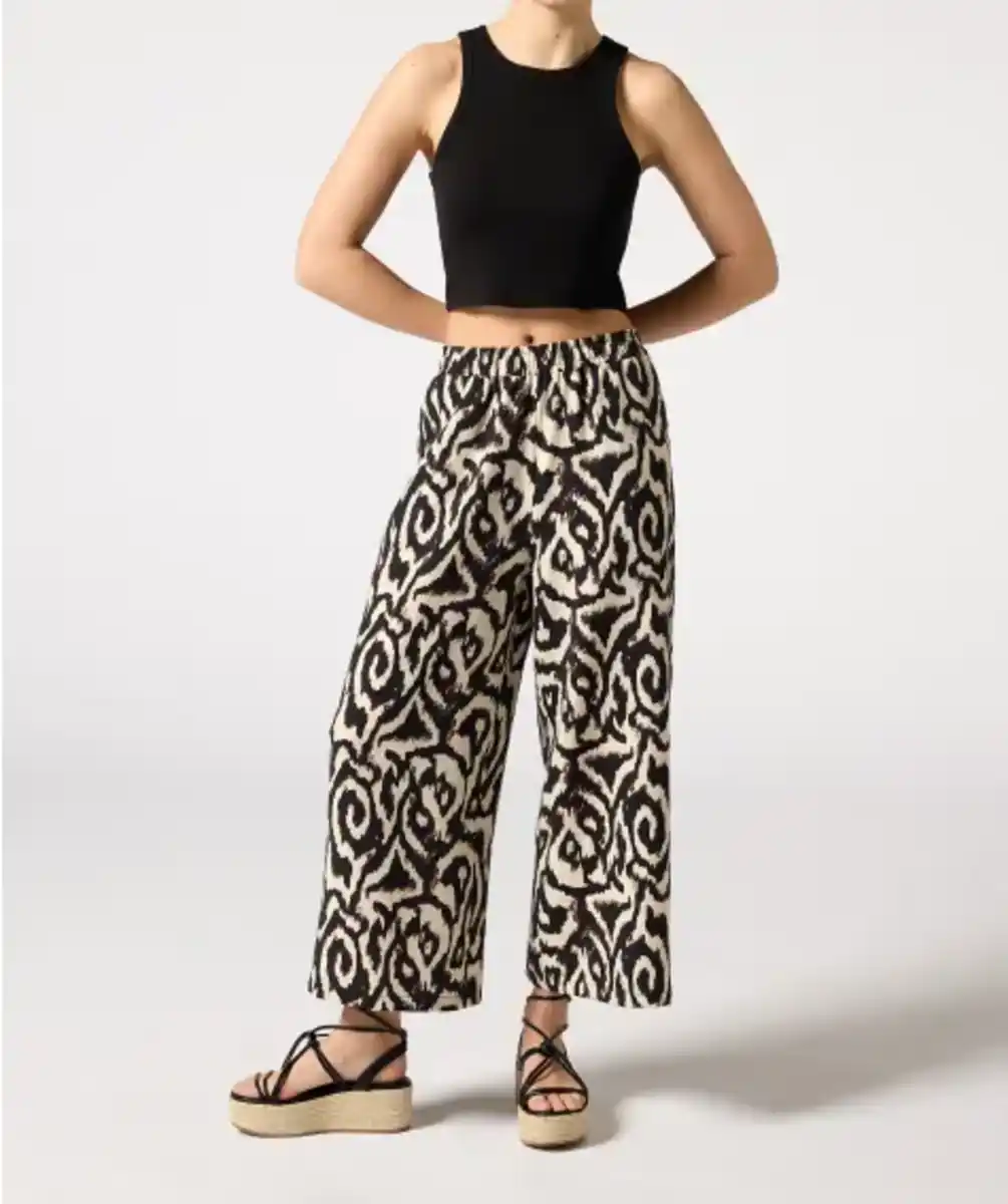 Bild 1 von Culotte mit AOP, schwarz bedruckt