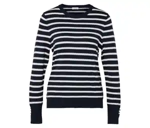 Feinstrickpullover, dunkelblau-weiß gestreift