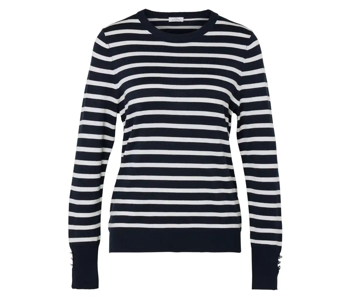 Bild 1 von Feinstrickpullover, dunkelblau-weiß gestreift