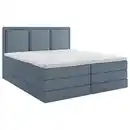 Bild 1 von Mid.you Boxspringbett, Dunkelblau, Kunststoff, H2 + H3, 7-Zonen, Höhe ca. 18 cm, 180x220 cm, Bettkasten, gepolstertes Kopfteil, Topper durchgehend, Wendematratze mit unterschiedlichen Härtegraden,