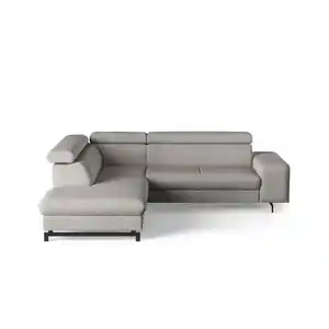 Cotta Ecksofa, Hellgrau, Kunststoff, Echtholz,Buche, 4-Sitzer, Ottomane links,L-Form, 262x215 cm, Wohnzimmer, Sofas & Couches, Wohnlandschaften, Ecksofas
