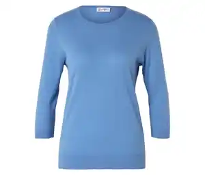 Feinstrickpullover mit Seide, blau