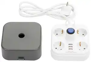 Multistecker Loi in Grau/Weiß max. 3680 Watt, Grau, Weiß