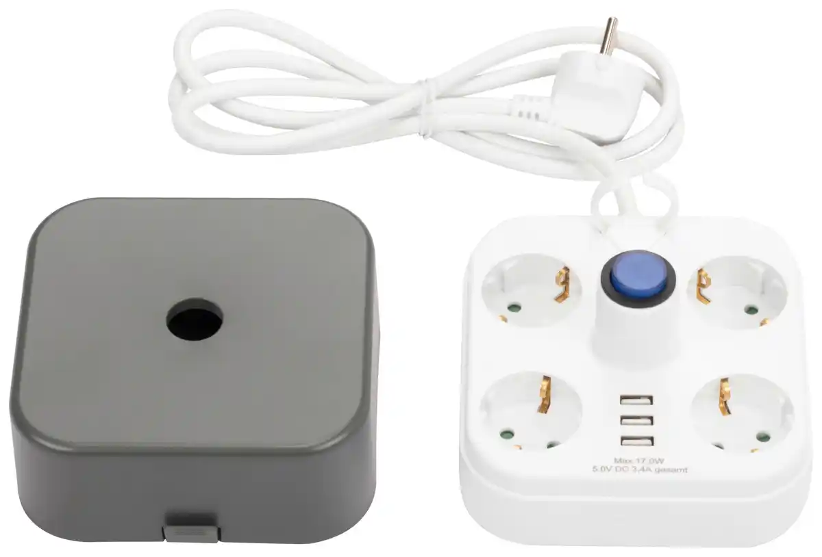 Bild 1 von Multistecker Loi in Grau/Weiß max. 3680 Watt, Grau, Weiß