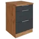 Bild 1 von Held Küchenunterschrank, Grau, Eiche Wotan, Holzwerkstoff, 3 Schublade(n) Schubladen, 60x86x60 cm, Küchen, Küchenmöbel, Küchenschränke, Küchenunterschränke