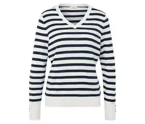 Feinstrickpullover, dunkelblau-weiß gestreift