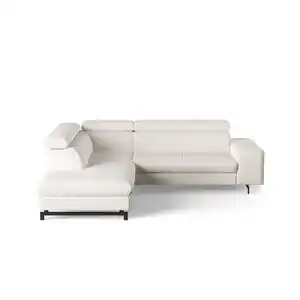 Cotta Ecksofa, Weiß, Kunststoff, Echtholz,Buche, 4-Sitzer, Ottomane links,L-Form, 262x215 cm, Wohnzimmer, Sofas & Couches, Wohnlandschaften, Ecksofas