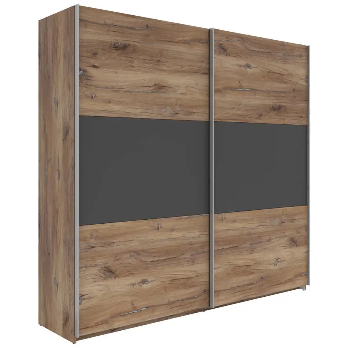 Bild 1 von Schwebetürenschrank, Graphit, Eiche dunkel, Holzwerkstoff, 2 Fächer, 218x210x59 cm, Schlafzimmer, Kleiderschränke, Schwebetürenschränke