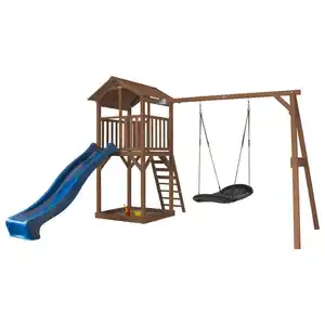 Nest, Blau, Braun, Holz, Zeder, 356.6x241.9x349 cm, Fsc, Outdoor Spielzeug, Spieltürme