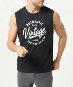 Tanktop mit Frontprint, schwarz