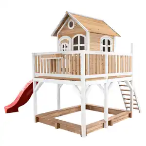 Spielturm axi Liam, Braun, Rot, Weiß, Holz, Zeder, 613x291x277 cm, Fsc, EN 71, Outdoor Spielzeug, Spieltürme