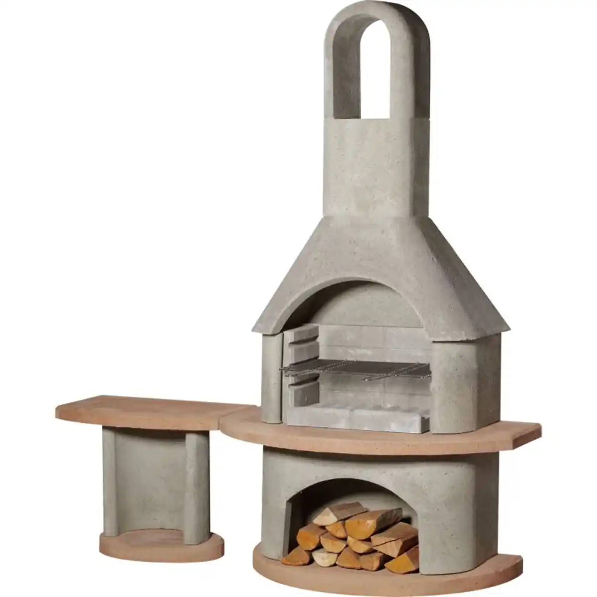 Bild 1 von Buschbeck Grillkamin 'Carmen' grau, terracotta 180 x 203 x 65 cm mit Tisch