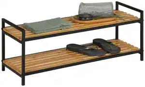 Schuhregal Azra II Naturfarben/Schwarz, Naturfarben, Schwarz