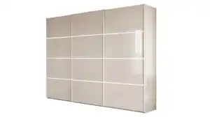 Schwebetürenschrank beige Glas 250 cm 3-türig - MACAO