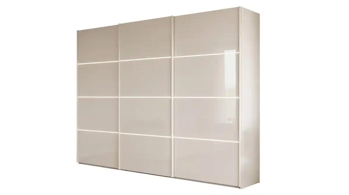 Bild 1 von Schwebetürenschrank beige Glas 250 cm 3-türig - MACAO
