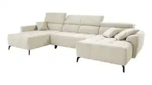 Wohnlandschaft beige elektrisch ausfahrbar 358 cm - ULTIMA