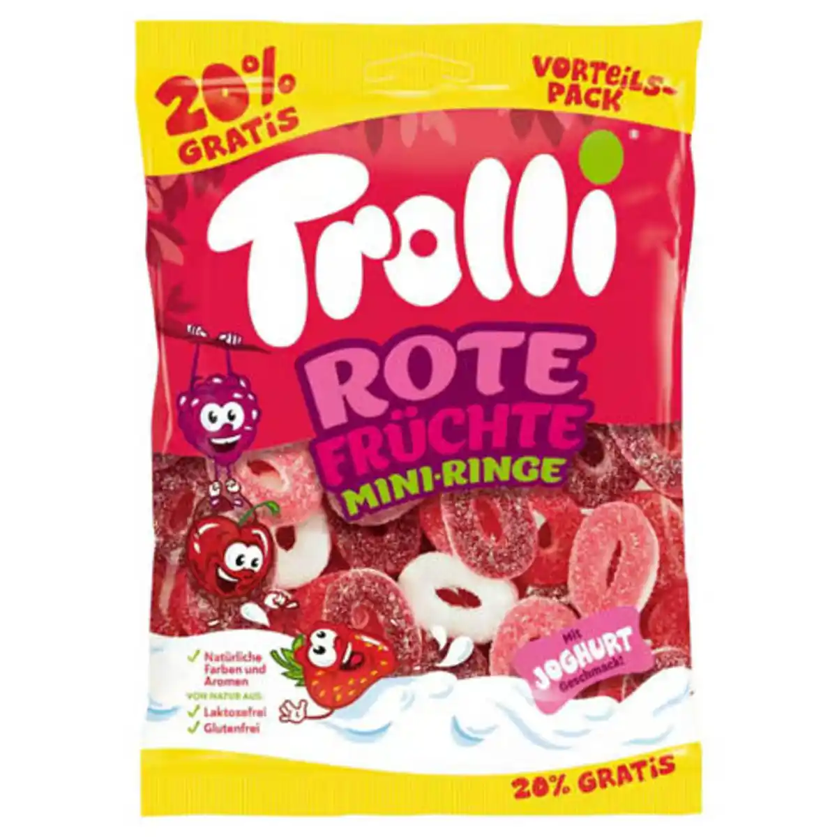 Bild 1 von TROLLI Fruchtgummi 180 g, Rote Früchte Mini Ringe
