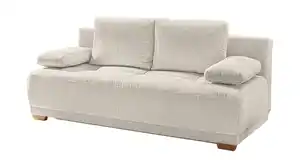Schlafsofa beige ausziehbar mit Bettkasten 205 x 105 cm - DAVE