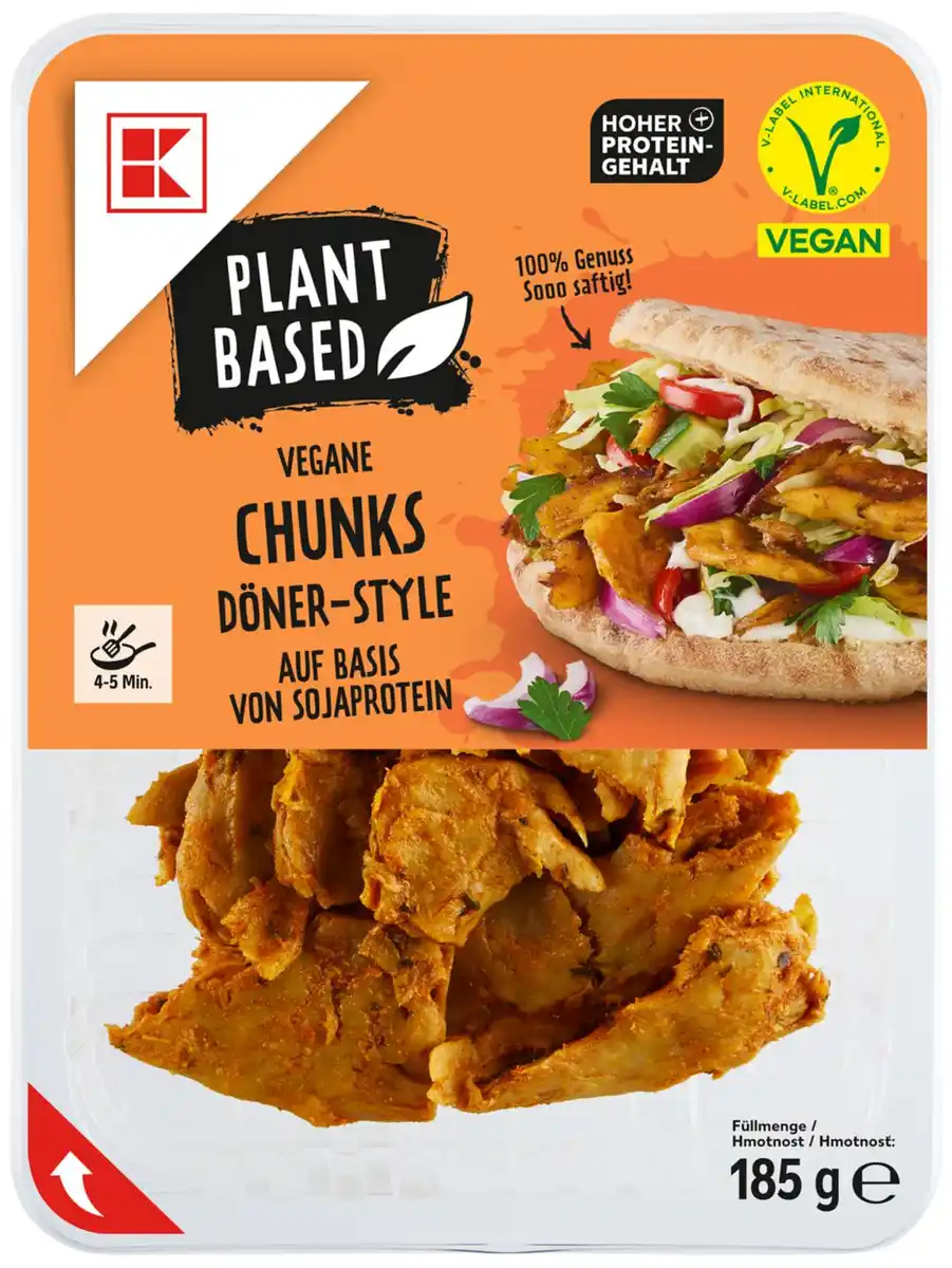 Bild 1 von K-PLANT BASED Vegane Chunks Döner-Style, 185-g-Packg.