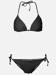 Damen Bikini Set mit Zierperlen Schwarz
