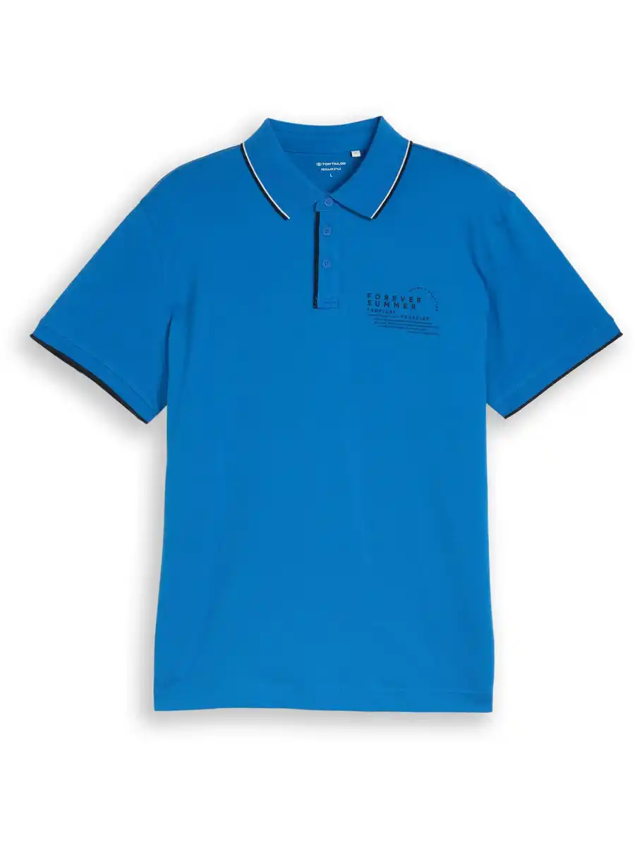 Bild 2 von Herren Poloshirt mit Schriftzug-Print Blau
