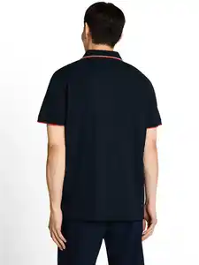 Herren Poloshirt mit Schriftzug-Print Blau