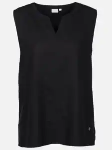 Damen Top mit Serafino-Ausschnitt Schwarz