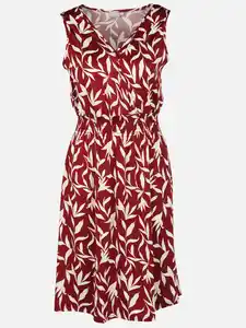 Damen Jersey Kleid Ärmellos Rot